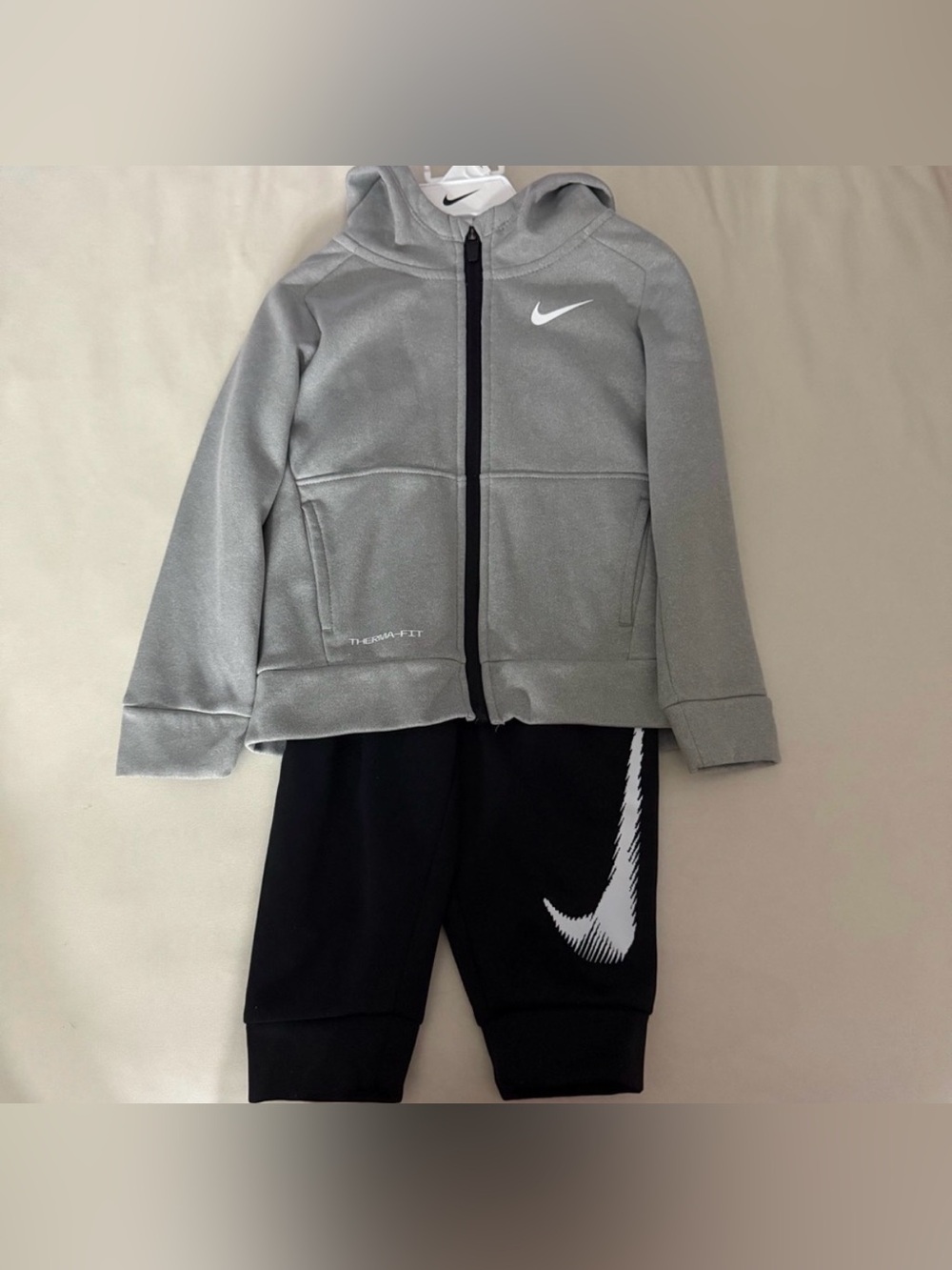 Nike Kids Gray Zip Hoodie with Black Joggers 3T Set